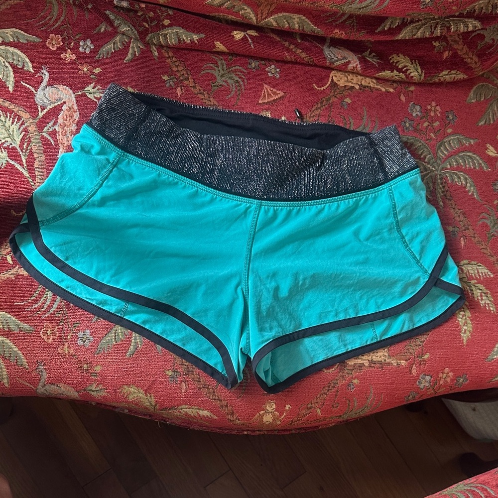 lululemon athletica Turquoise and Charcoal Athletic Shorts
